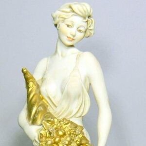 Signed Vintage Giuseppe Armani Figurine, Beautiful Lady Holding a Cornucopia